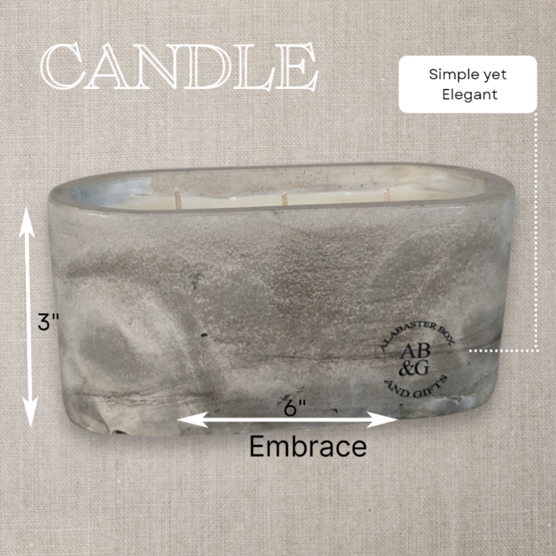 Measurement Concrete coconut wax candle 11oz. 3"x3"X6" 