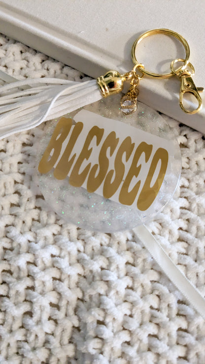 Keychains White and Gold 3 inch