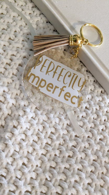 Keychains White and Gold 3 inch