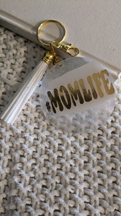 Keychains White and Gold 3 inch
