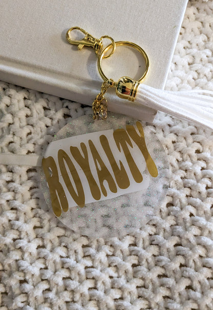Keychains White and Gold 3 inch