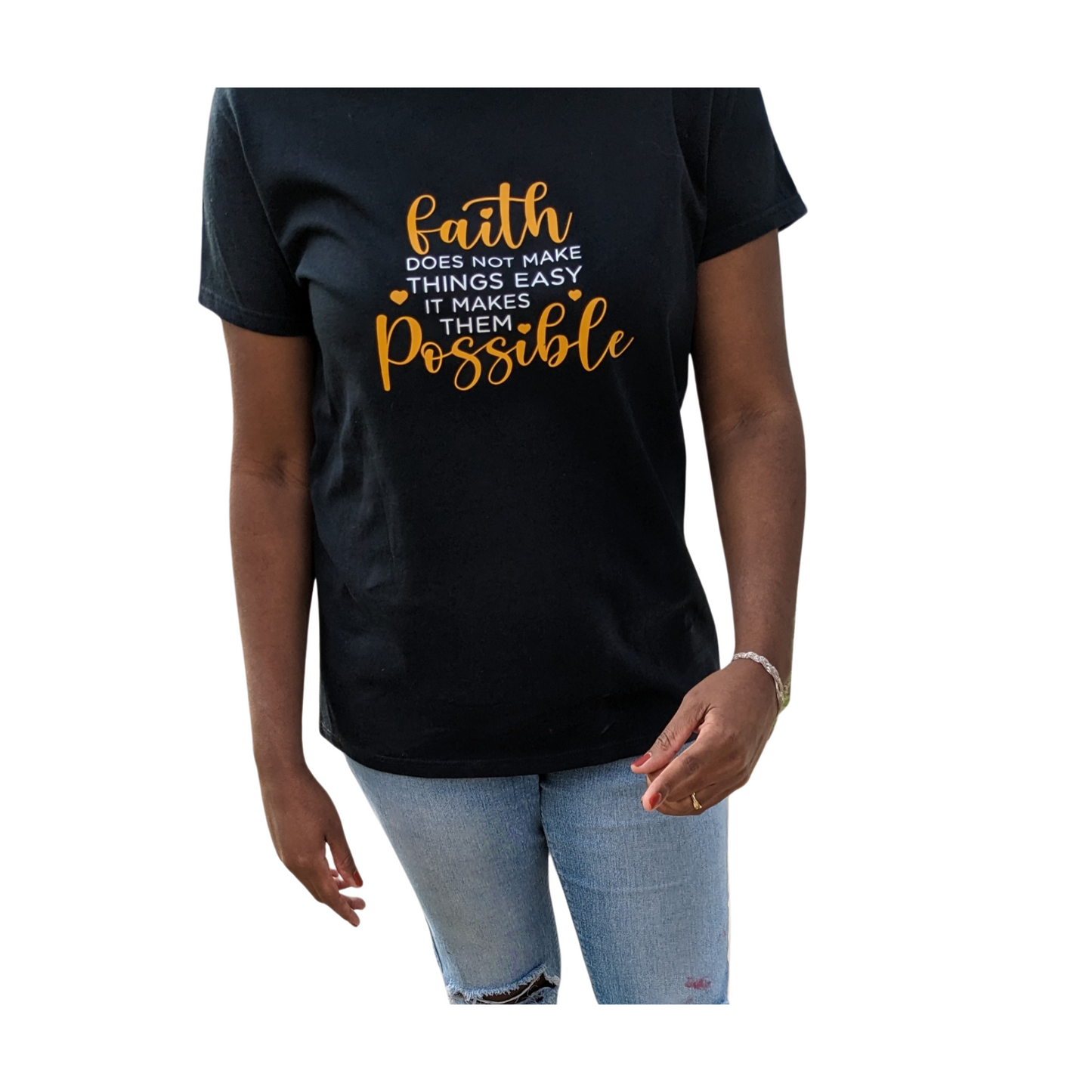 Faith doesn't make things easy it makes them possible. (Black) Women's t-shirt