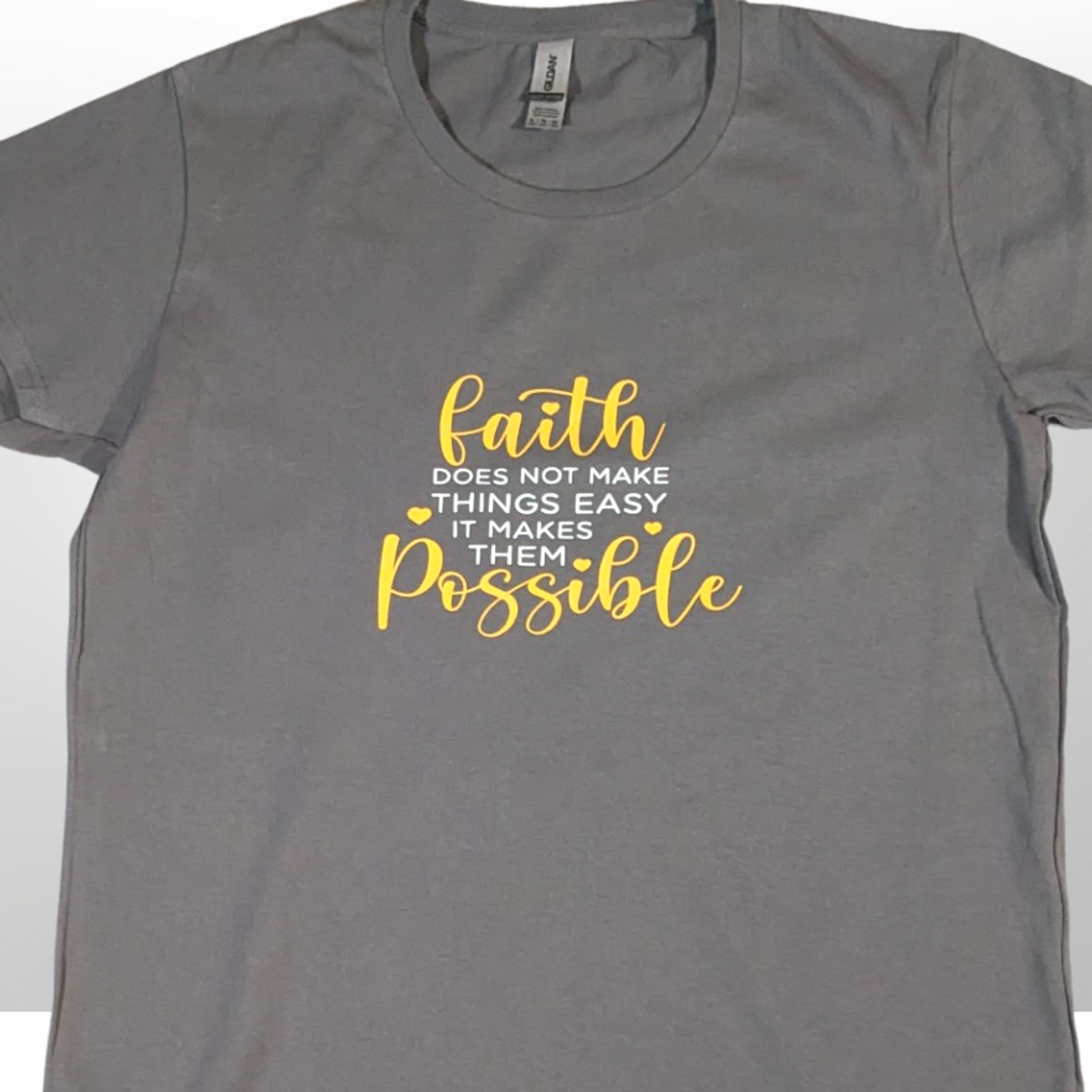 Faith does not make things easy It makes them possible. (Grey) Women's t-shirts